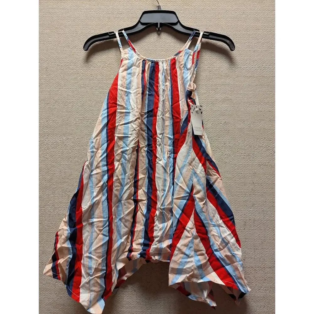 Harper Canyon Striped Girls Small (7-8) Youth Hankerchief hem Summer